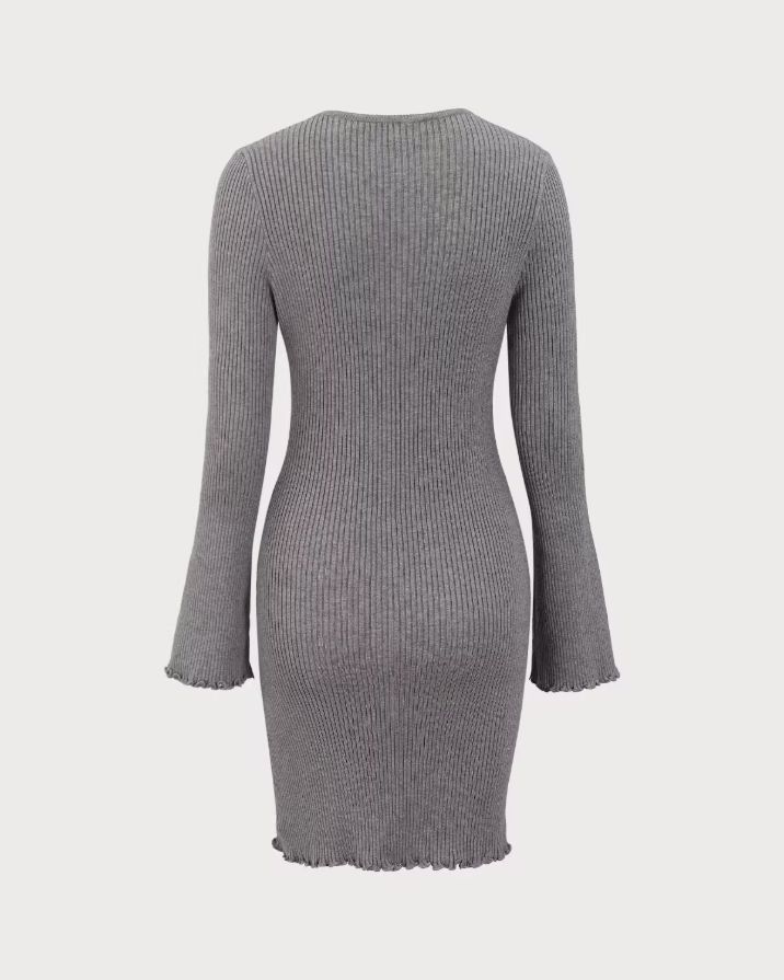Grey Boat Neck Sweater Mini Dress Grey Boat Neck Sweater Mini Dress