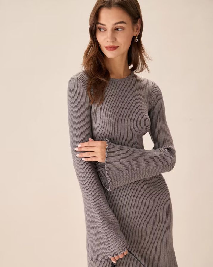 Grey Boat Neck Sweater Mini Dress Grey Boat Neck Sweater Mini Dress