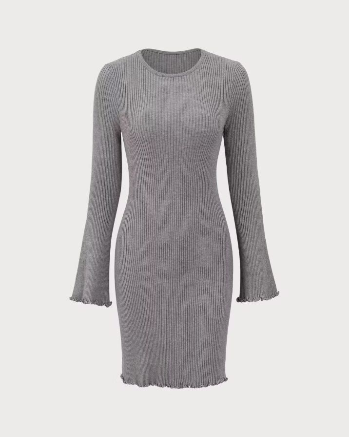 Grey Boat Neck Sweater Mini Dress Grey Boat Neck Sweater Mini Dress