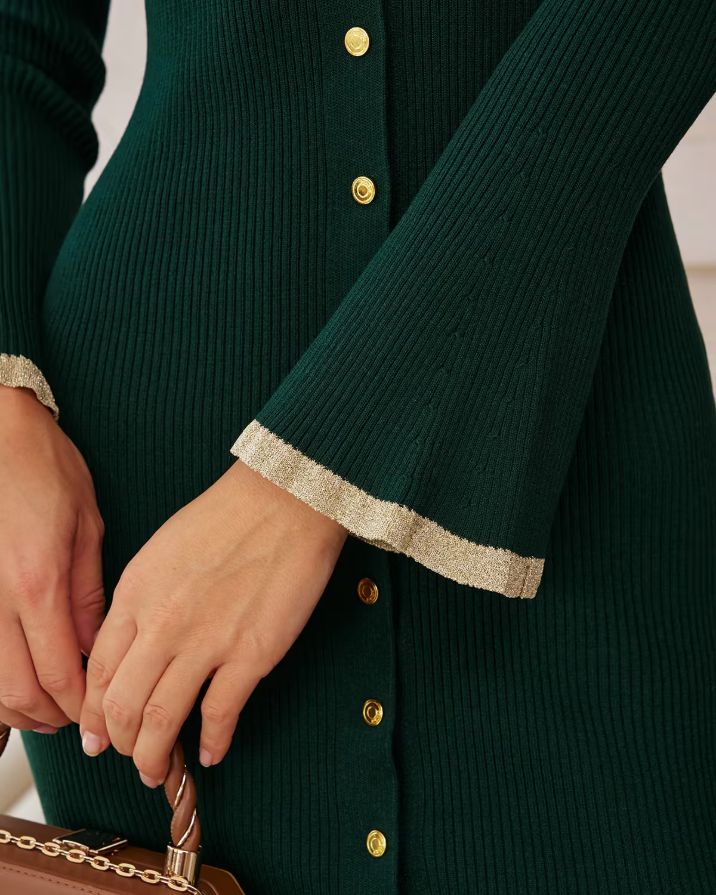 Green Bodycon Button Sweater Dress Green Bodycon Button Sweater Dress