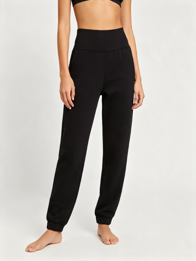 Soft Jersey High‑Waist Track Jogger Pants